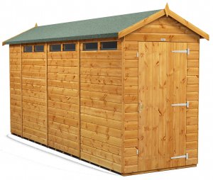 Power 14x4 Apex Secure Garden Shed - Single Door